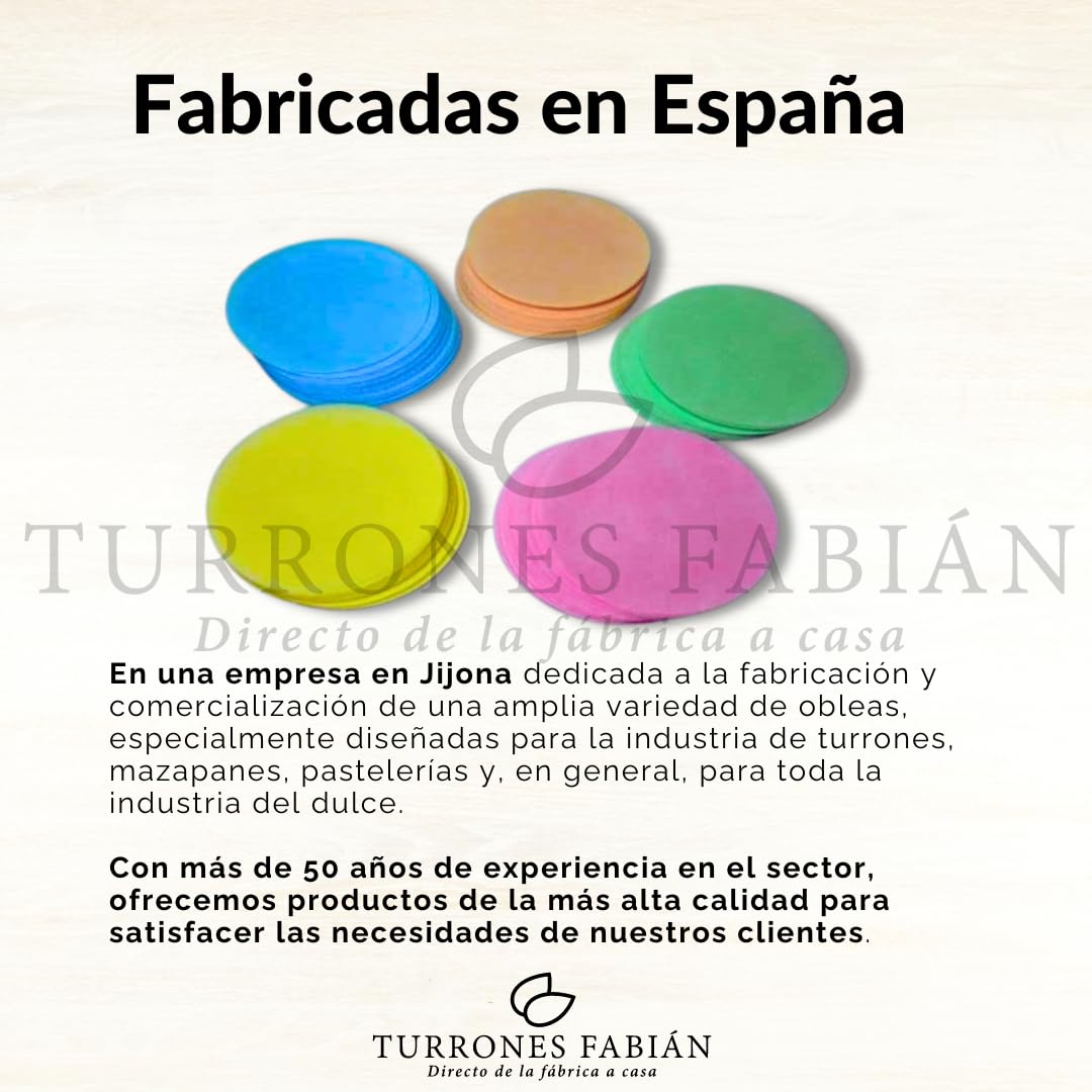 Obleas circulares de colores lisas [25 Hojas] Comestibles de Fécula de PATATA - 180mm diametro