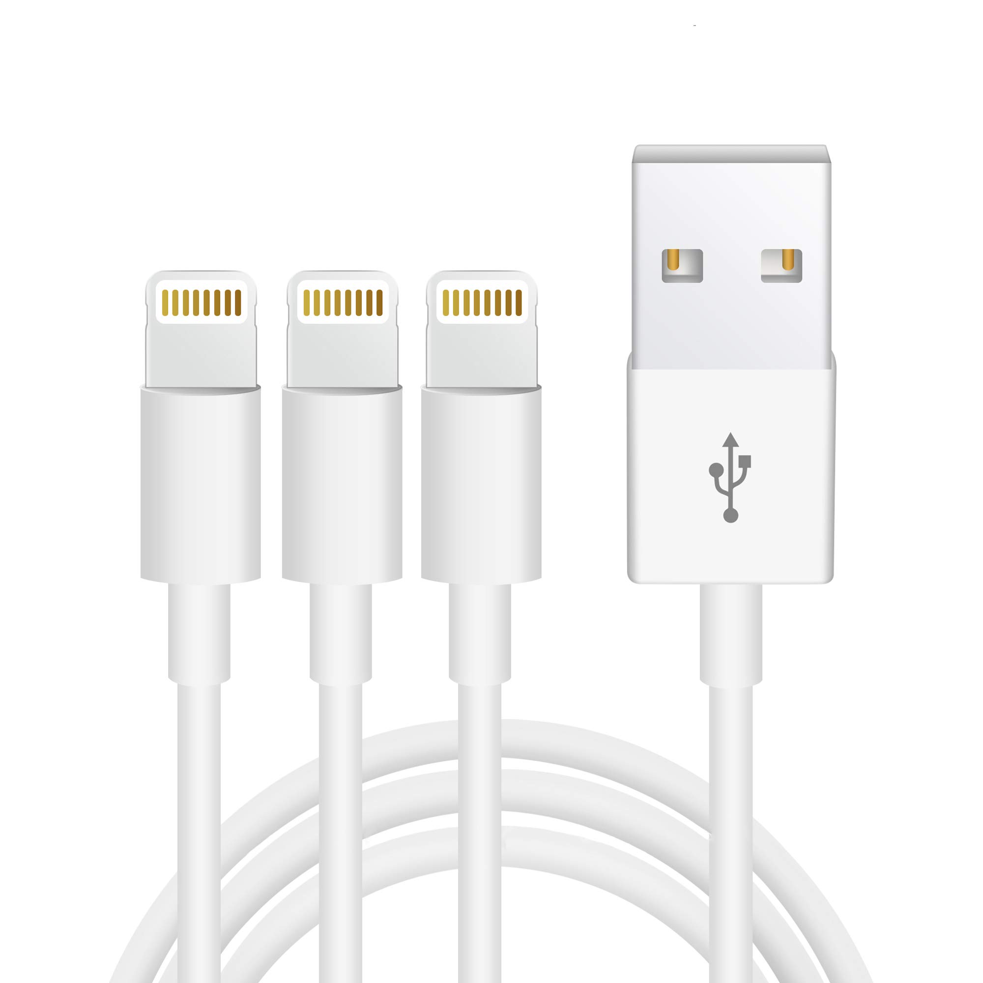 3PACK Original iPhone/iPad Charger Cable Fast Charging [Apple MFi Certified] Compatible iPhone 11Pro Max/11Pro/11/XS/Max/XR/X/8/8P/7(White 1M/3.3FT)