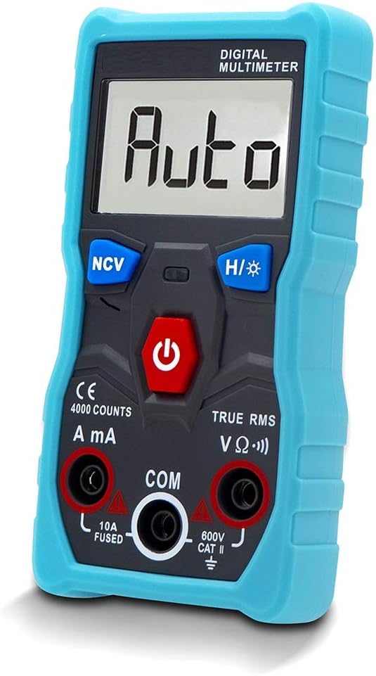 PerfectPrime DM0001, Full Automatic Portable Digital Multimeter/Multimetro automotriz Tester 4000 Counts True RMS w/NCV DATA HOLD LED lighting