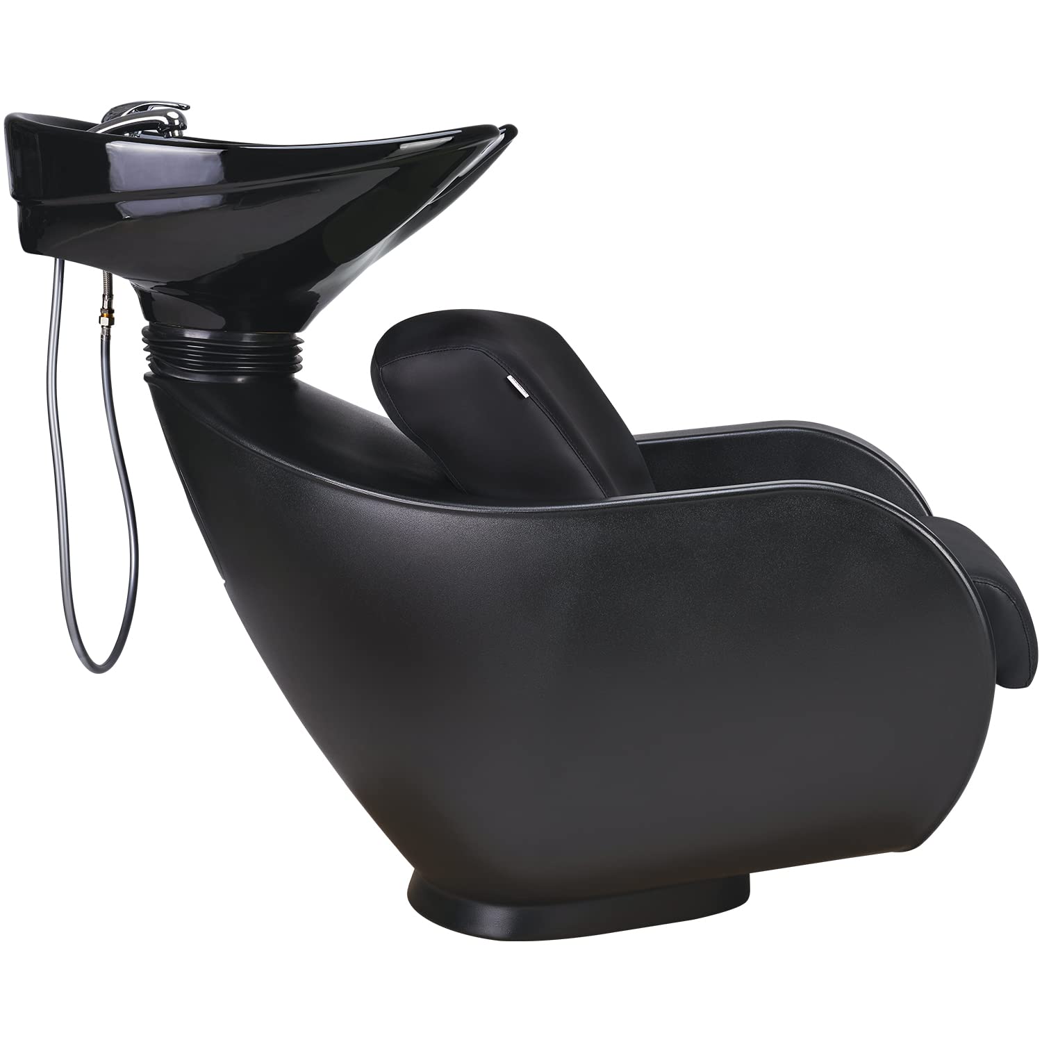 AYALA Friseurstuhl mit Waschbecken THOMAS schwarz Friseurwaschbecken Friseur Waschplatz Rückwärtswaschsessel Salon Friseursessel Waschsessel Schwarz