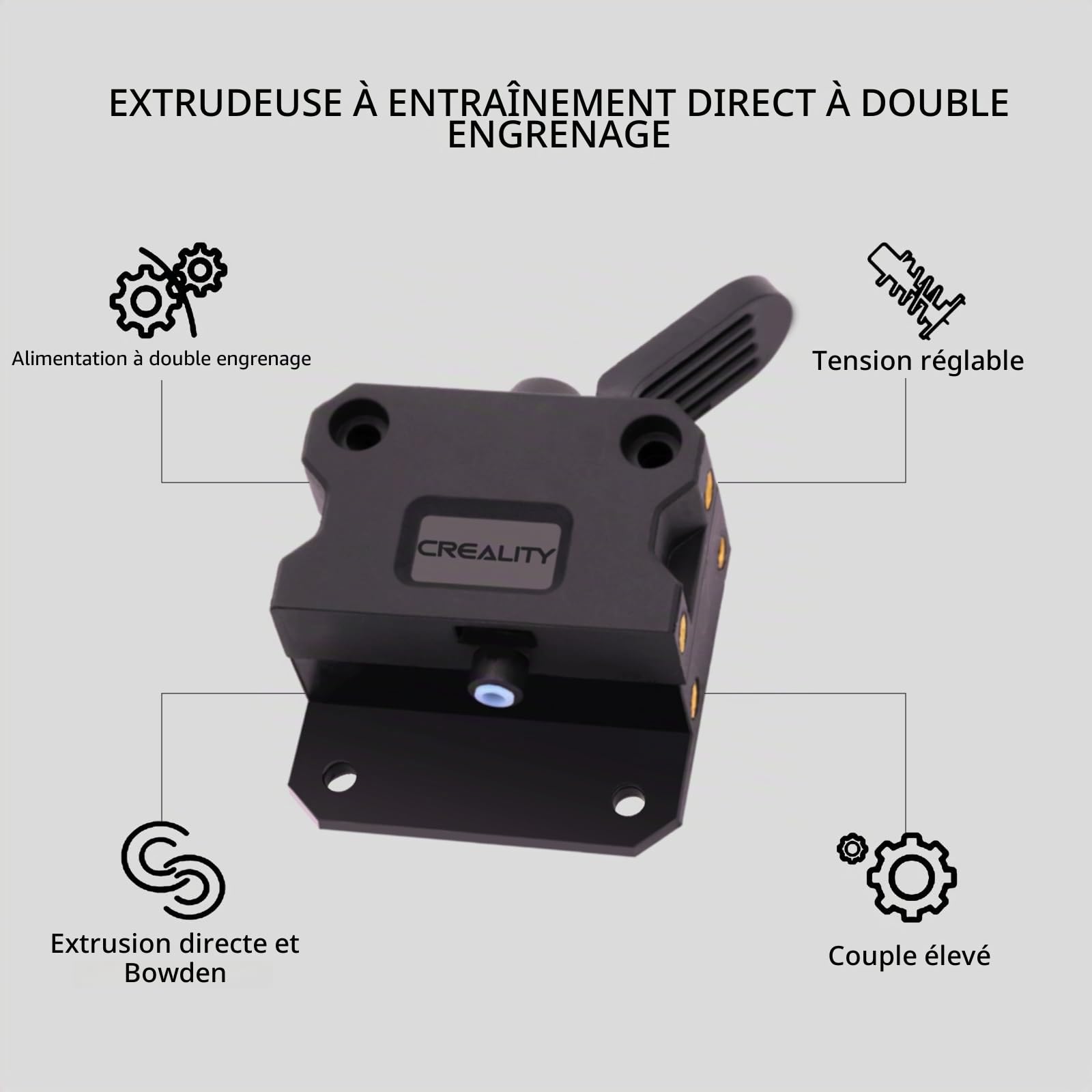Kit d'extrusion Creality pour Ender 3 V3 SE, Ender 3 V3 KE, kit d'alimentation de filament à double engrenage à entraînement direct pour imprimante 3D Ender 3 S1, Ender 5 S1, Ender 3 V3 KE/SE