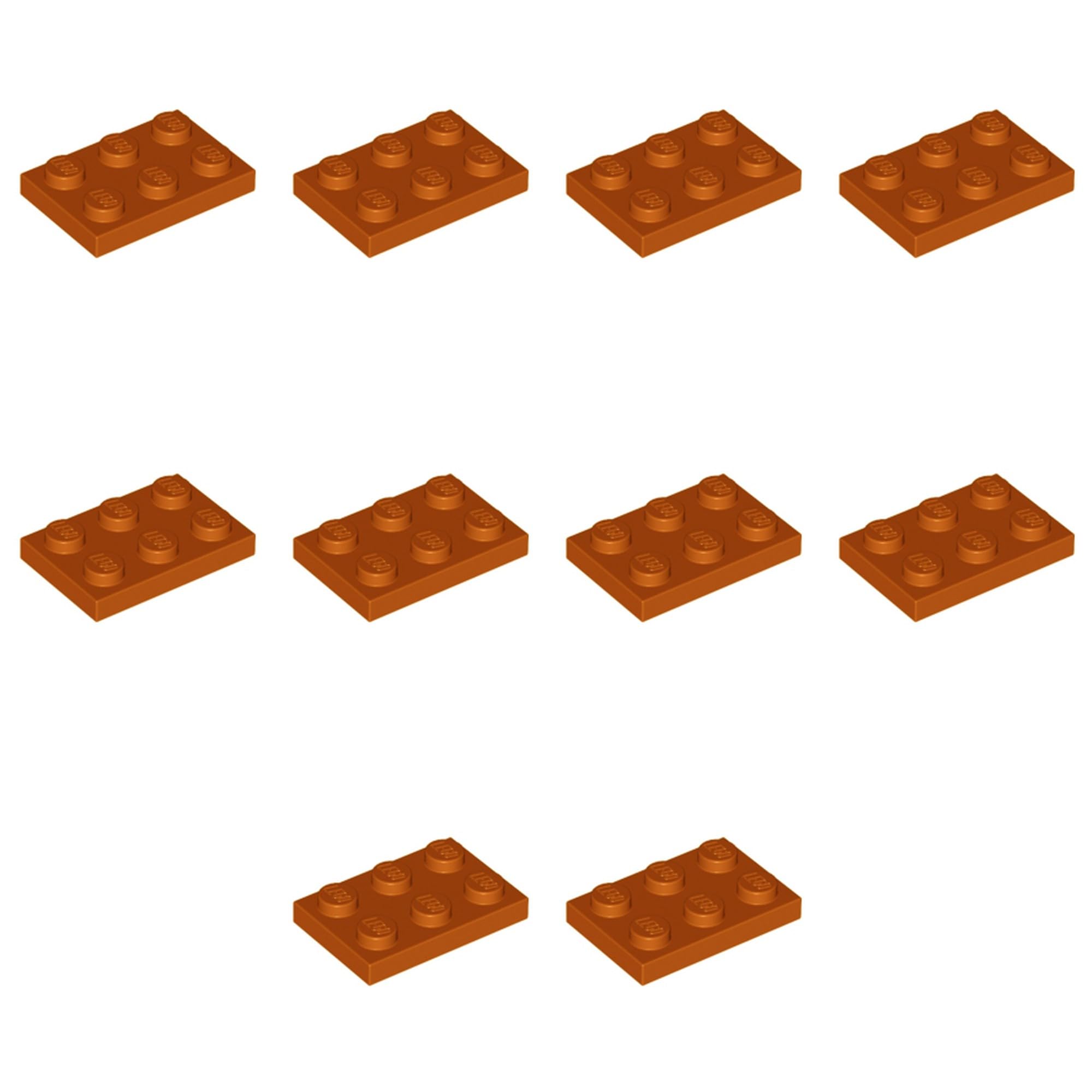 LEGO Brick Plate 2 x 3, Part 3021 (Dark Orange, 10, Bricks)
