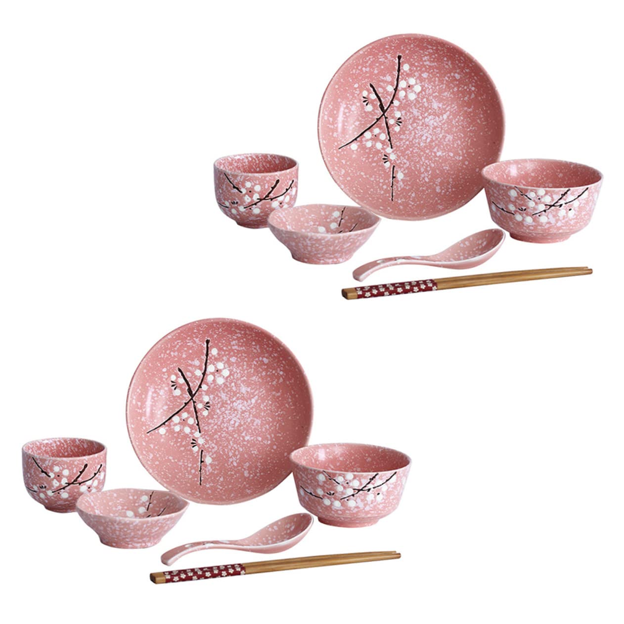iplusmile Set di Posate in Colore Rosa Elegante e Delicato in Ceramica 12 Pezzi Stile Giapponese per Casa per Cena e Uso Quotidiano