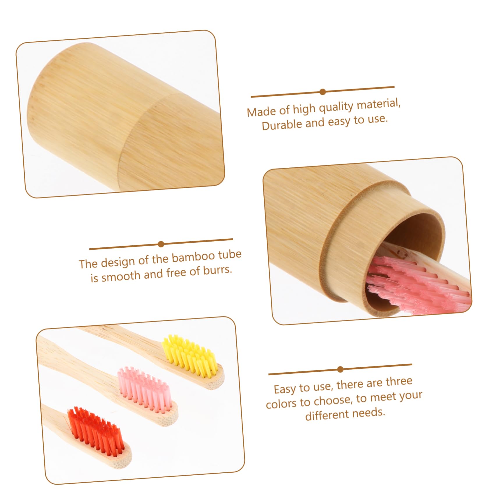SHERCHPRY Spazzolino Denti in Bambù Custodia Conservazione Spazzolino Denti Usa e Getta Impugnatura Ergonomica in Bambù Naturale