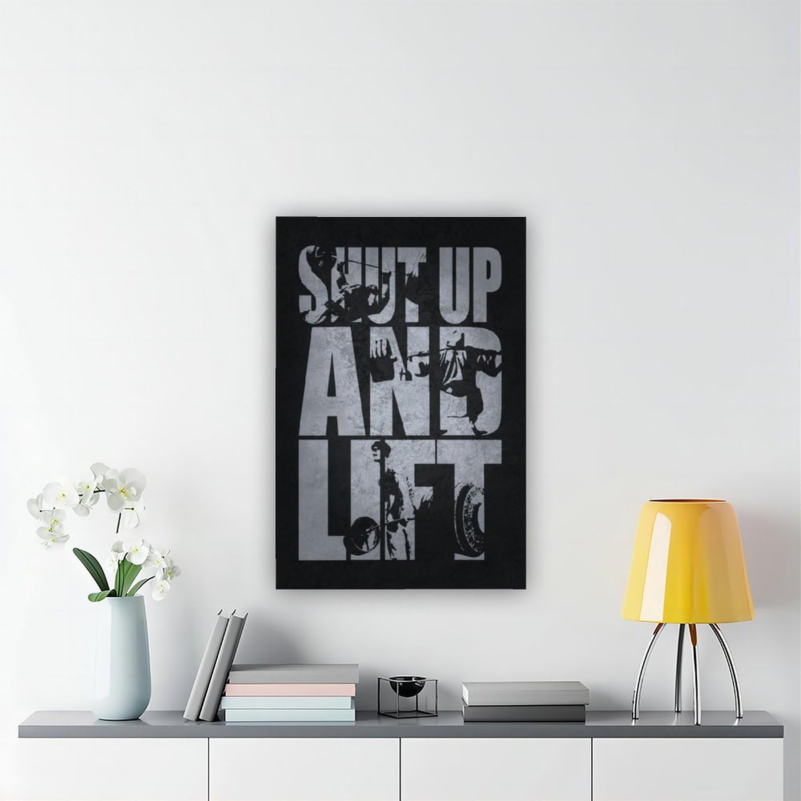 Póster motivacional para pared con texto "Shut Up And Lift" (60 x 90 cm)
