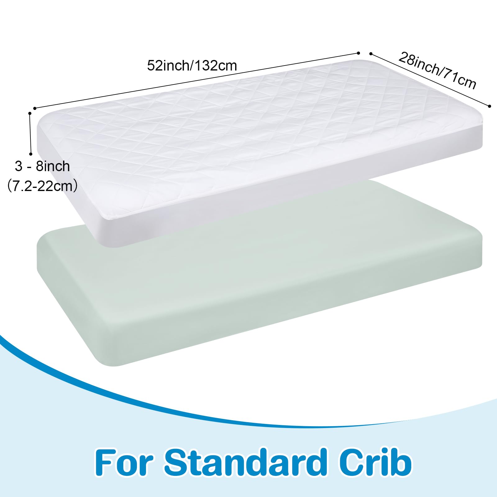 Newwiee 6 Pcs Baby Bedding Set - Fitted Sheet Crib Waterproof Mattress Protector, 28