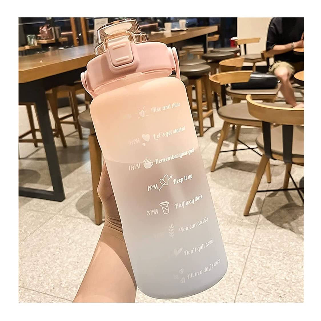 Botella de Agua Deportiva Botella De Gran Capacidad De 2000 Ml Para Agua Vasos Con Tapa Abatible Taza De Paja Con Marcador De Tiempo Motivacional Botella Termica ( Color : Pink Blue , Size : 2000ml )