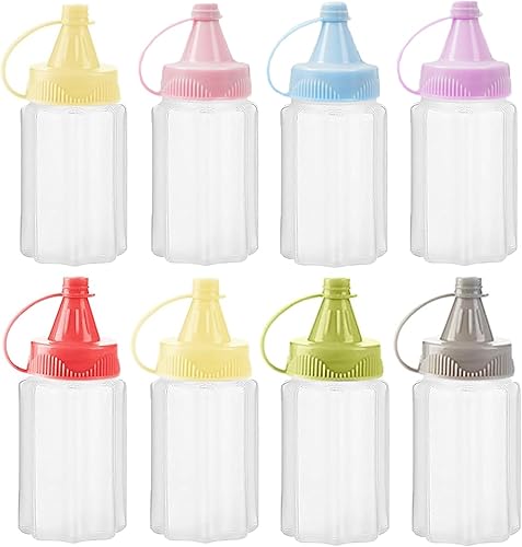 8 mini botellas exprimibles de condimentos de 1 onza botella de salsa de salsa de plástico botella de salsa de miel mostaza ensalada salsa Bento Box