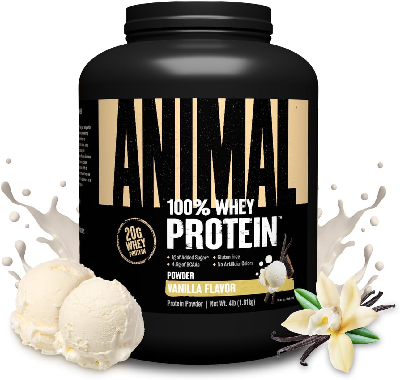 100% Whey Protein Powder – Whey Blend for Pre Workout or Post Workout, Recovery, or an Anytime Low Sugar Protein Boost Meal Replacement with BCAA Branched Chain Amino Acids – Vanilla, 4 lb
