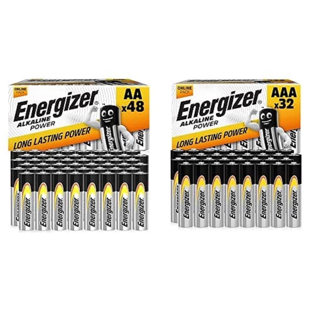 Energizer Pack of 48 Piles AA, Alkaline Power, E301772200 (Amazon Exclusif) + Piles Alkaline Power AAA, 32 Unités (Amazon Exclusif)