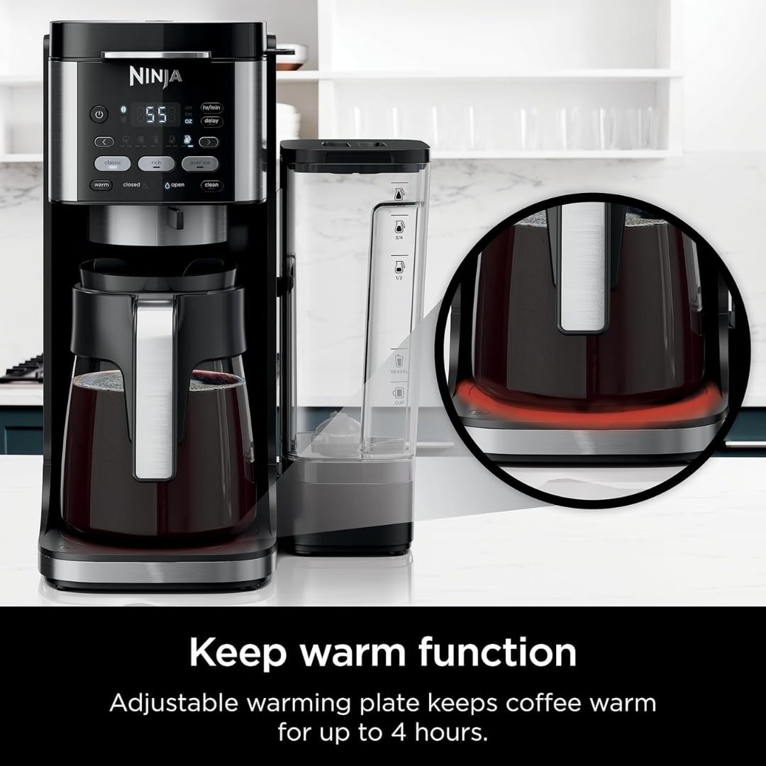 Ninja DualBrew Pro CFP101 Drip Coffee Maker – Hot & Iced, K-Cup Compatible, 3 Brew Styles, 60oz Reservoir – Black