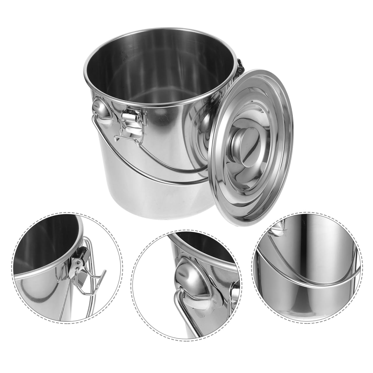 ULTECHNOVO Luftdichter Edelstahl-Eimer 6L mit Deckel und tragbarem Griff für Transport von flüssigen Lebensmittelölen und Lagerung in der Küche