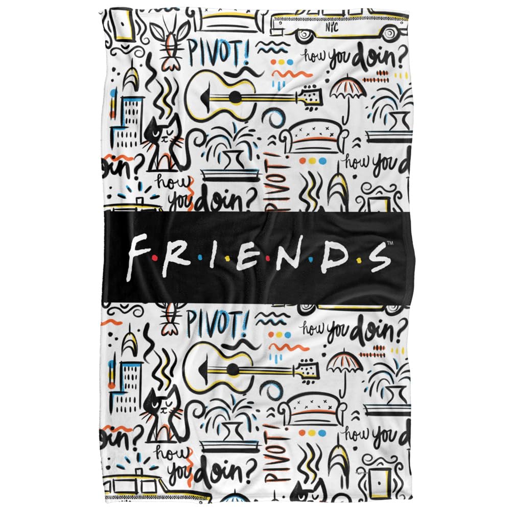 Friends Let's Be Friends Pattern Super Soft Snuggle Blanket with Silky Touch - 91 x 147 cm