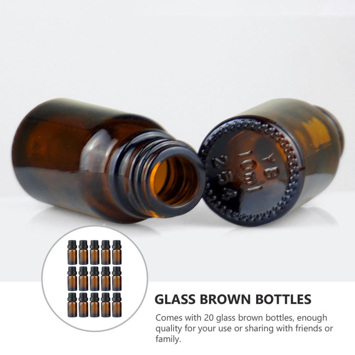 15ml Parfümflasche aus Glas, Braun, Nachfüllbar, 20 Stück | Kosmetikflasche für Unterwegs, Kleine Fläschchen zum Befüllen, für Ätherische Öle und Make Up