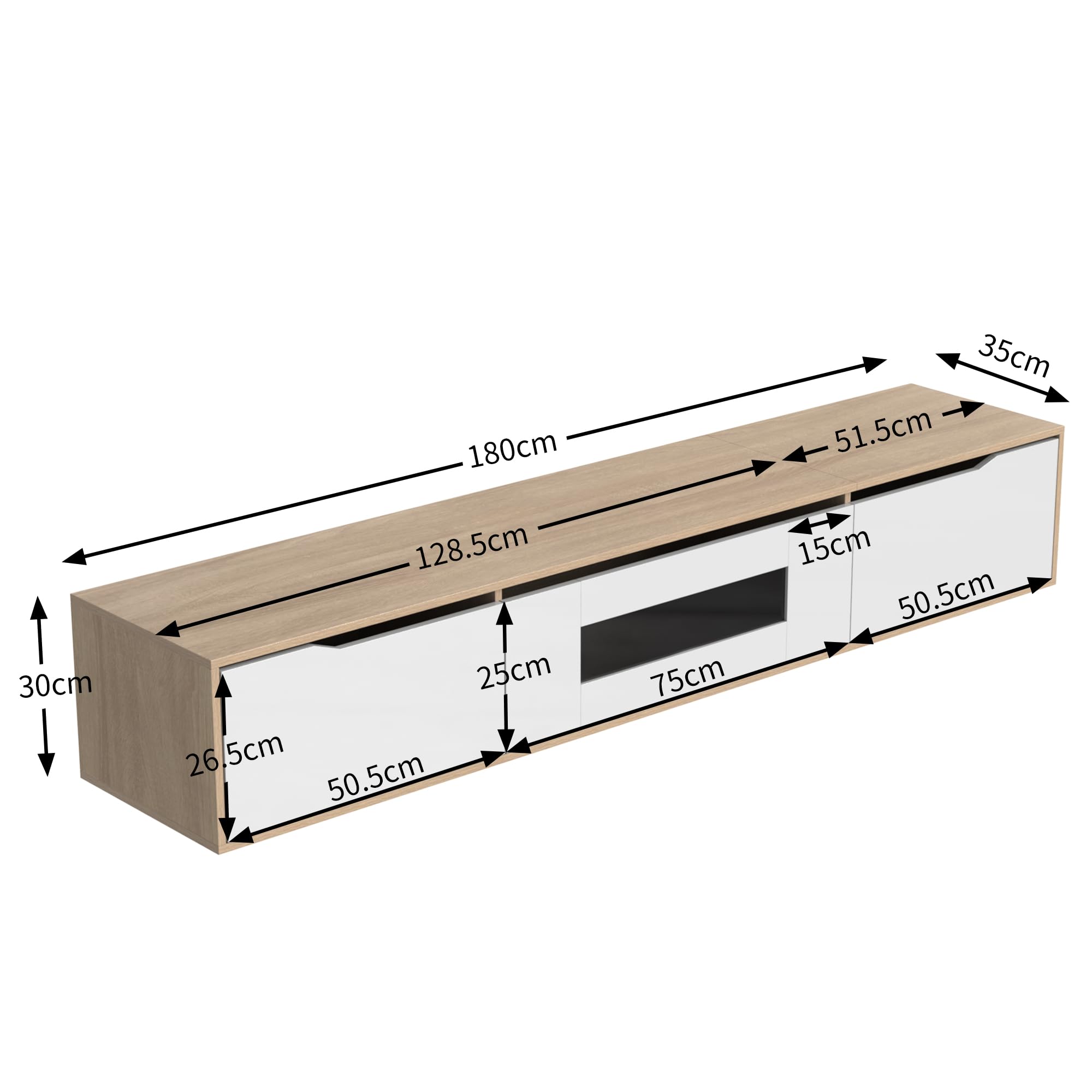 Merax Armario de TV para TV, mueble bajo colgante, mesa de salón, mueble de televisión, mesa de TV, cómoda con luz LED, mesa de TV, bancos de TV, armario colgante