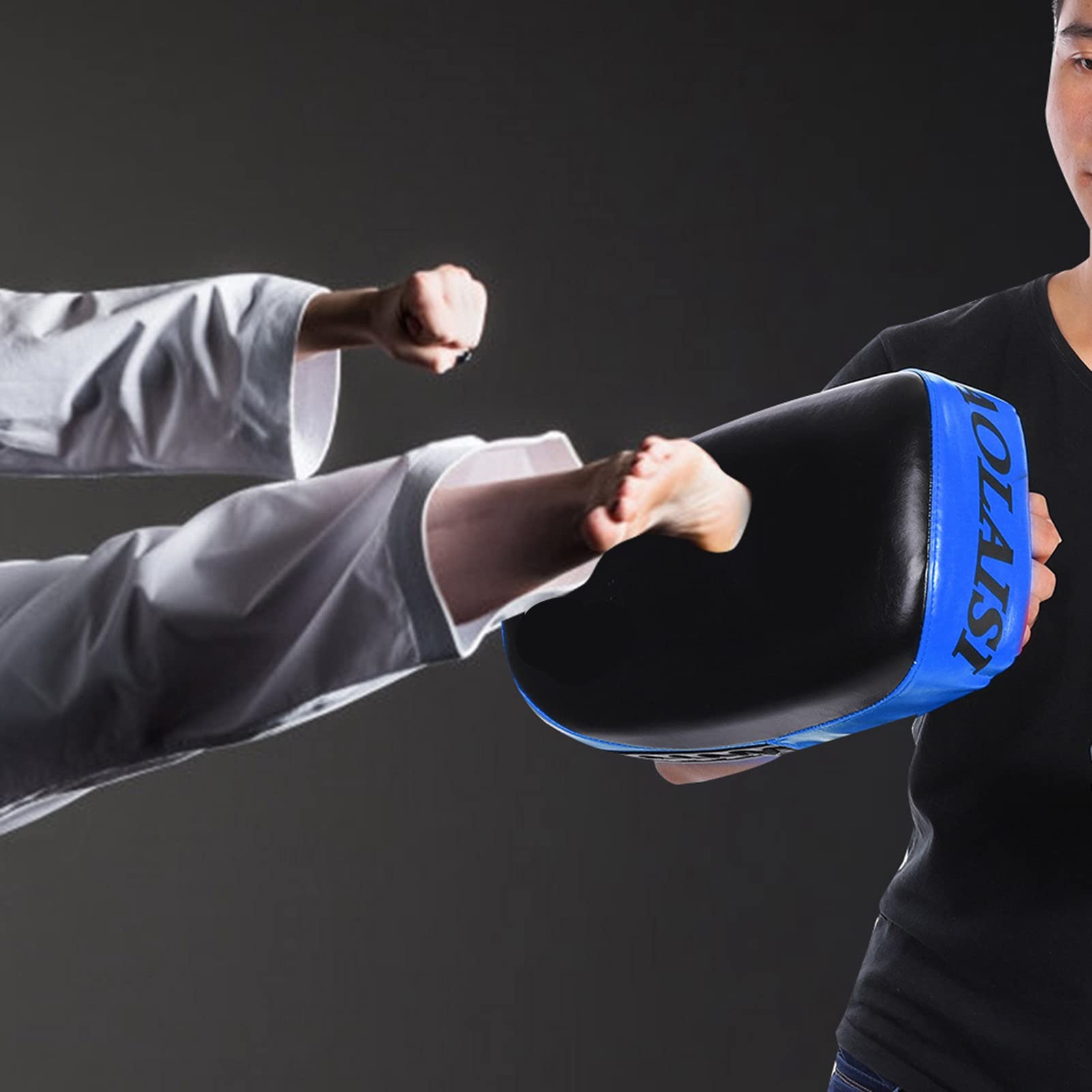 Muay Thai Boxe, Pad Mano Piedi Target Punching Karate Kicking Pads, Pao Kicking Curve Thai Training Shield (Rosso) (Nero Blu)