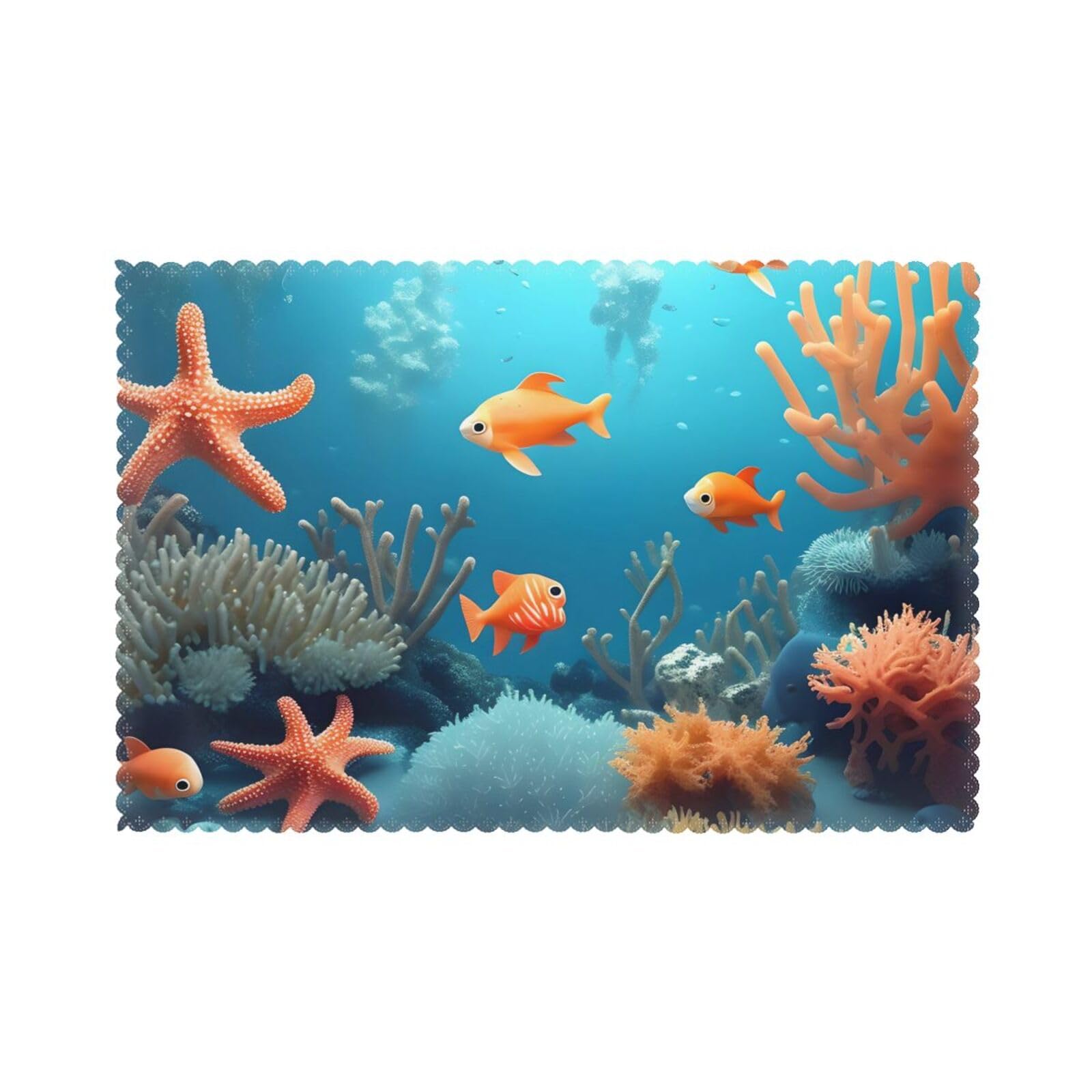 Coral Fish underwater Placemat set of 6, oil-proof and insulated dining table placemats, washable and wipeable.