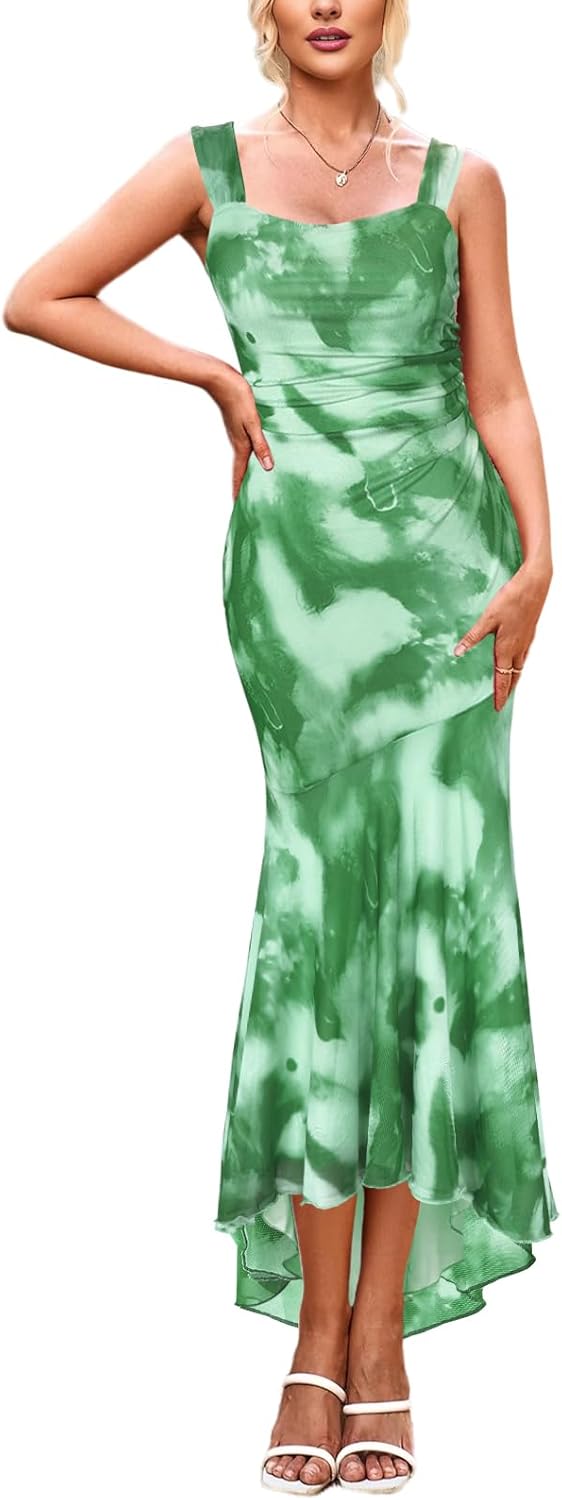 SEBOWEL 花柄セクシーボディコンストラップロングマキシドレス 女性用