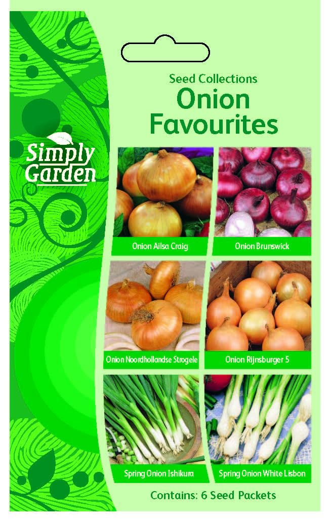 Onion Seeds 6 in 1 Variety Pack – Ailsa Craig, Brunswick, Rijnsburger, Noordhollandse Strogele, Ishikura, White Lisbon – Heirloom Non-GMO Onion Seeds Variety Pack