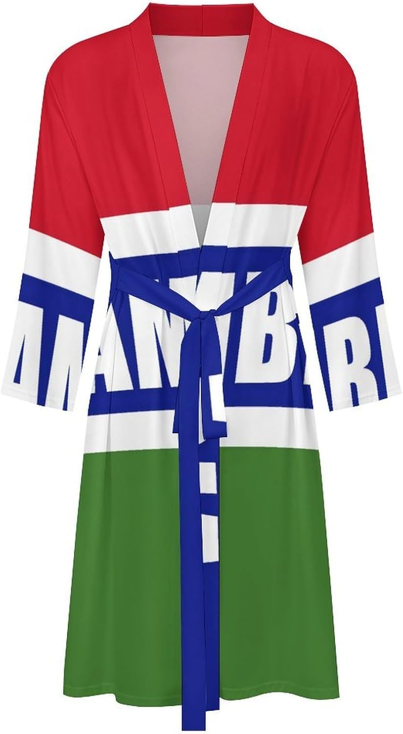 Gambia Gambian Flag Casual Robes Bathrobe Knee Length V-neck Loungewear Sleepwear
