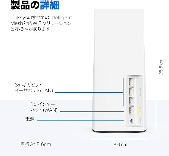 Linksys NT1523 AX5400 Wi-Fi 6 Mesh WiFi Router, MX5502-JP 11ax 574 + 4804 Mbps, Dual Band, Set of 2 for iPhone/Android App, Easy Setup