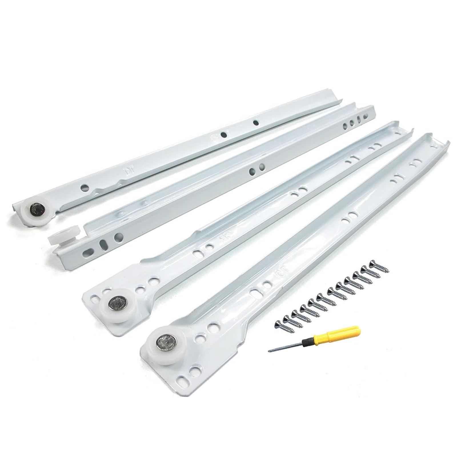 Metal Drawer Slides, Metal Drawer Slide Rail White 250-550mm 3/4 Extension Detachable 40kg(400mm(16Inch))