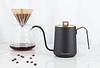 Vista 6 de Easyworkz Hervidor de café con cuello de cisne de 20 onzas de acero inoxidable con boquilla larga y estrecha, latón dorado y negro