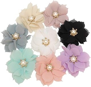 Libiline 16PCS Large 5CM(2") Chiffon Ribbon Flowers Bows Appliques Wedding Craft