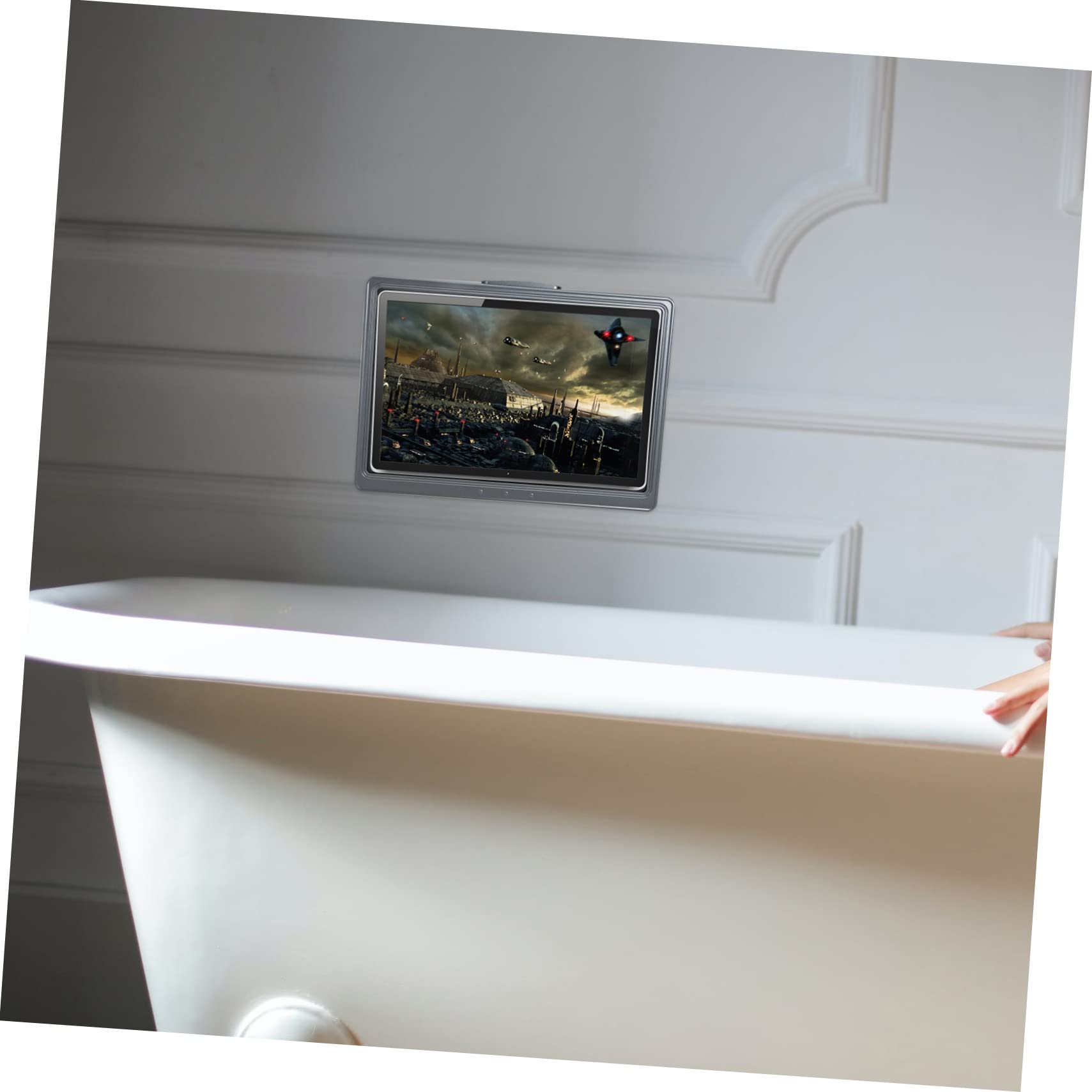 Artibetter Supporto da Muro per Telefono e Tablet in ABS e PET, Installazione senza Fori per Doccia e Bagno, Rotazione Facile e Resistente all'Acqua