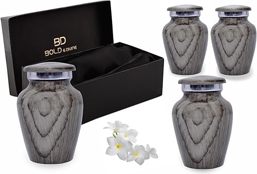 BOLD & DIVINE Urna de recuerdo de madera con textura Urna conmemorativa de cenizas humanas, entierro, urnas de cremación fúnebre (madera gris,