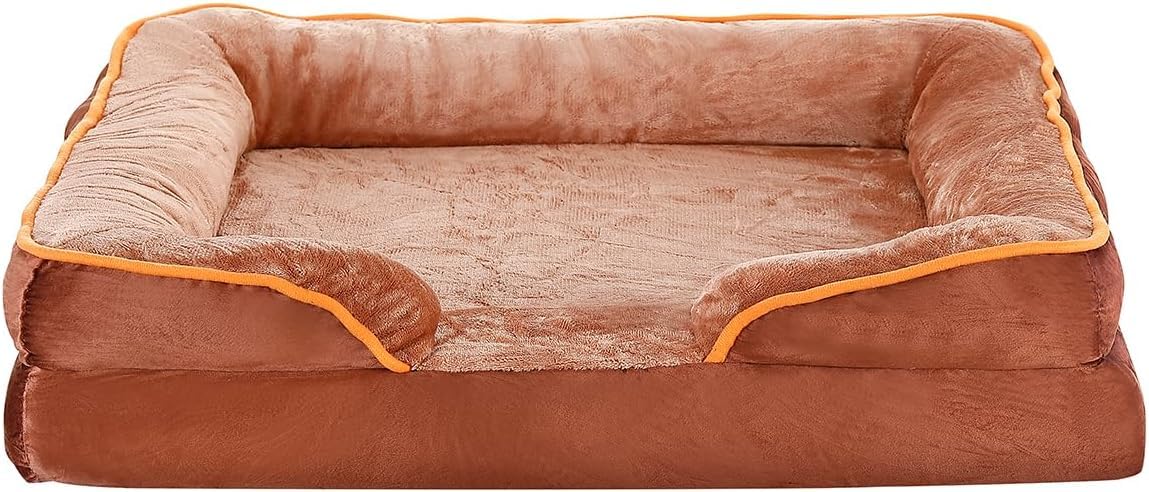 STARNINE Dog Sofa Bed - Washable, Orthopedic, Spacious & Comfortable for Puppies & Dogs (Medium - Brown)