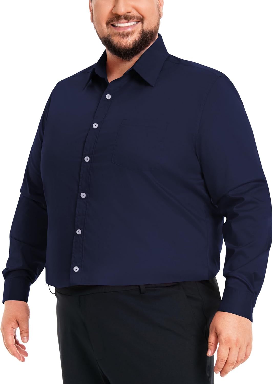 Idtswch Mens Big and Tall Classic Fit Dress Shirt Button Down Long Sleeve Collar Shirt Sleeve (35-36" or 37-38")