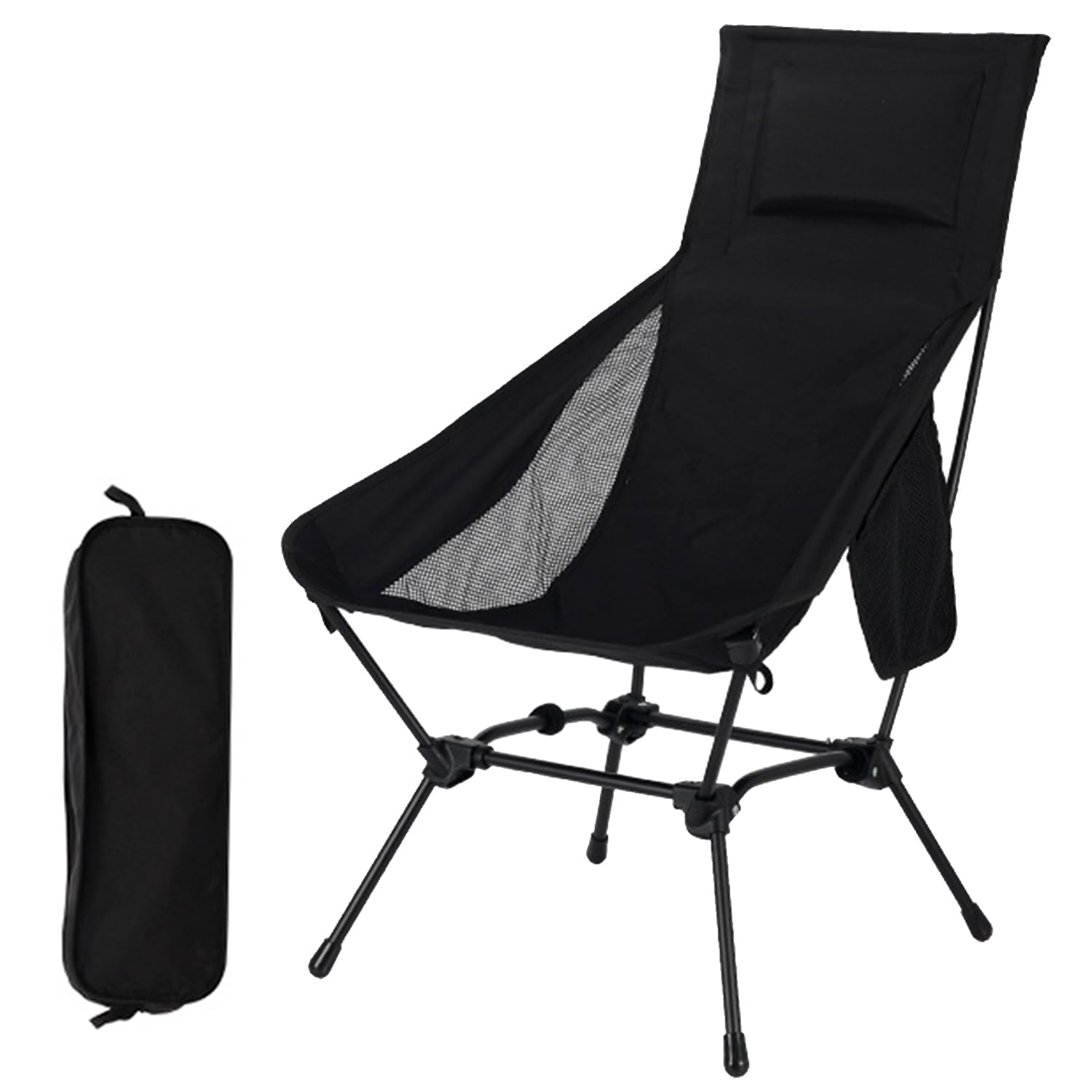 Sedie Campeggio Pieghevoli, Leggera Sedia da Campeggio, Sedia Pieghevole Portatile con Custodia Laterale, per Esterni, Picnic, Spiaggia, Giardino, Pesca, Festival (nero)