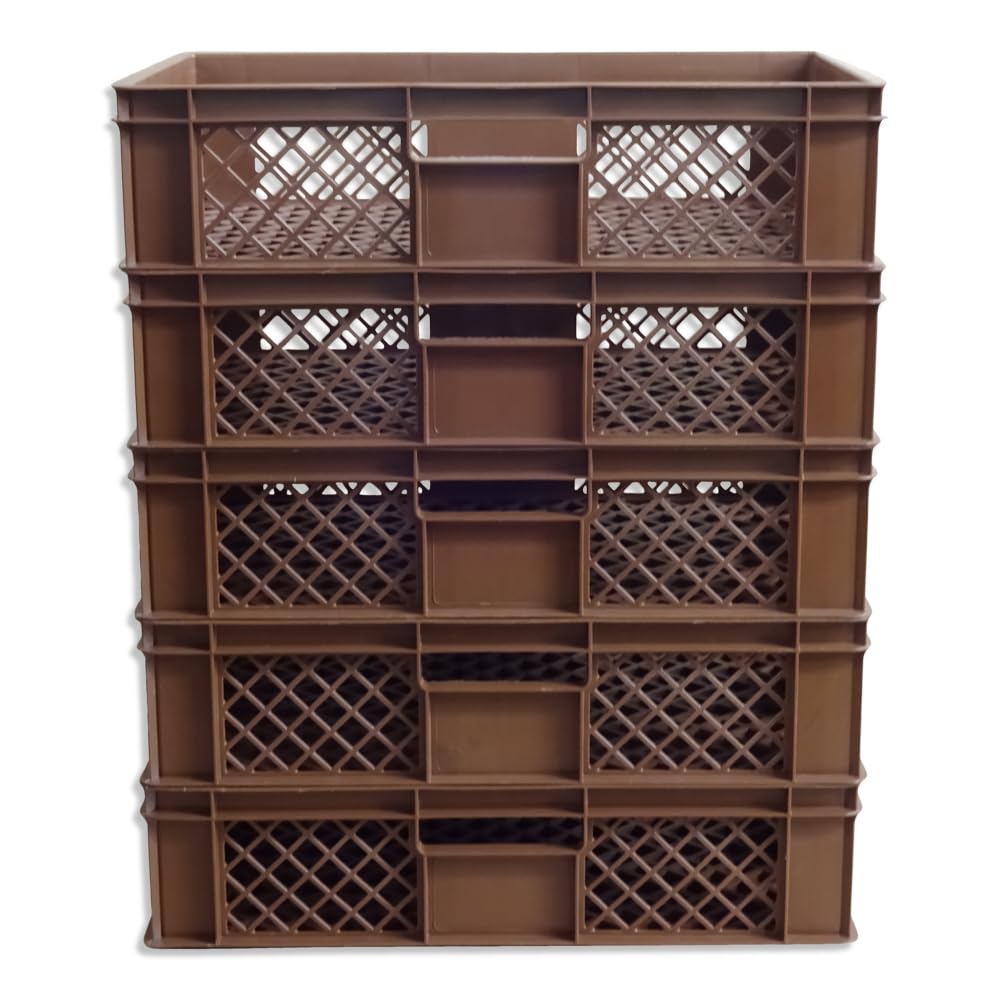 kanister-vertrieb® 5er SET Bäckerkisten 600x400x150mm, Bäckerkiste, Brotkiste, Brotkörbe, Brötchenkiste, Aufbewahrungsbox offen, 60x40x15cm, Stapelbehälter, Eurobehälter, Stapelkisten braun