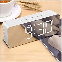 MRP ENTERPRISE Digital LED Mirror Alarm Clock for Heavy Sleepers Kids Large LED Display with Snooze Time Temperature Function for Bedroom, Office, Travel Battery Powered and USB Power
