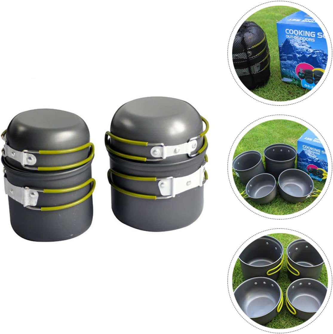 Portable Aluminium Alloy Outdoor Cooking Set Camping Cookware for People Durable Lightweight Pots for Hiking Backpacking and Picnics