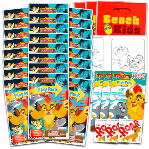 Disney Ensemble de mini cadeaux de fête pour enfants – Ensemble de 24 packs de jeu Lion Guard avec pages à colorier, autocollants, plus (fournitures de...