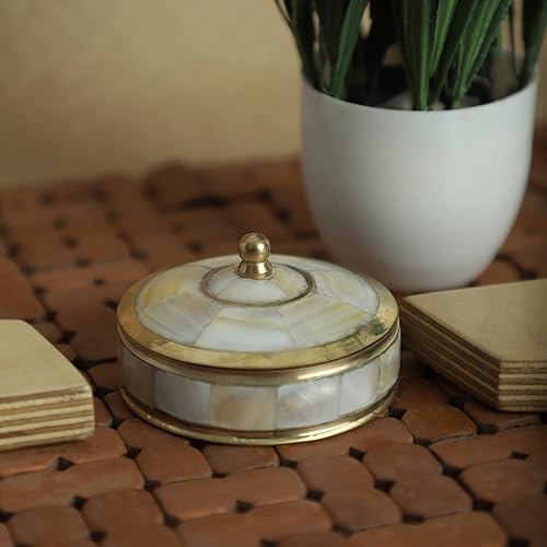Miniatura 2 de HANDTECHINDIA Joyero decorativo para joyería, regalo único para decoración del hogar, caja de metal antiguo con nácar Sindoor caja  caja de monedas