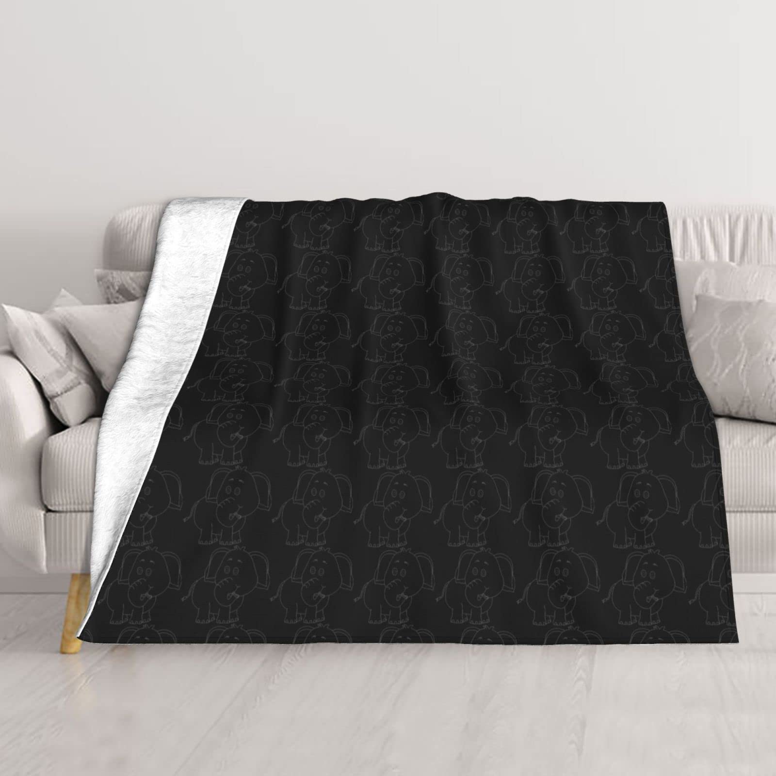 Couverture en peluche pour camping et voyage plaid éléphant toutes saisons