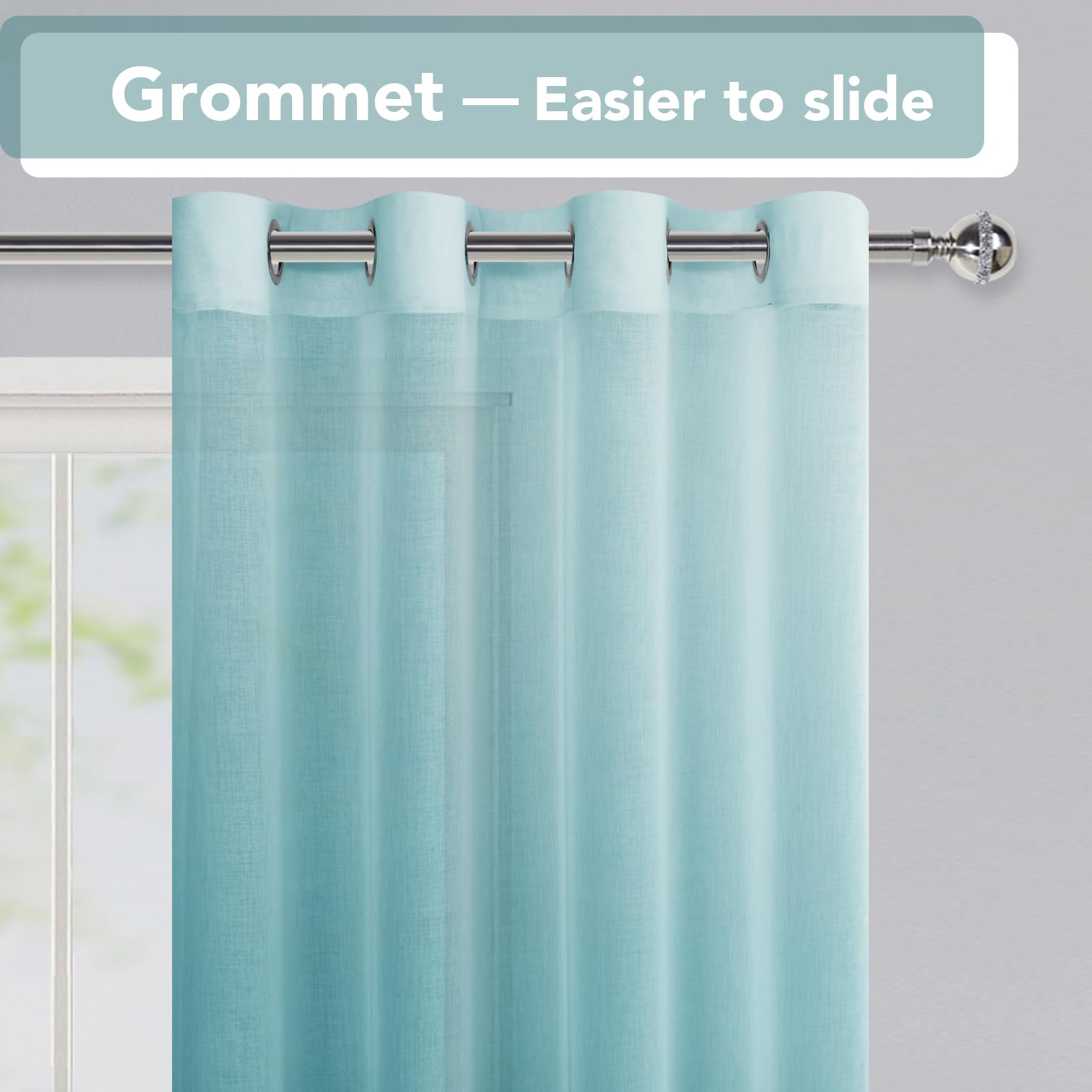 Tende in voile sfumato con occhielli blu 175 x 140 cm