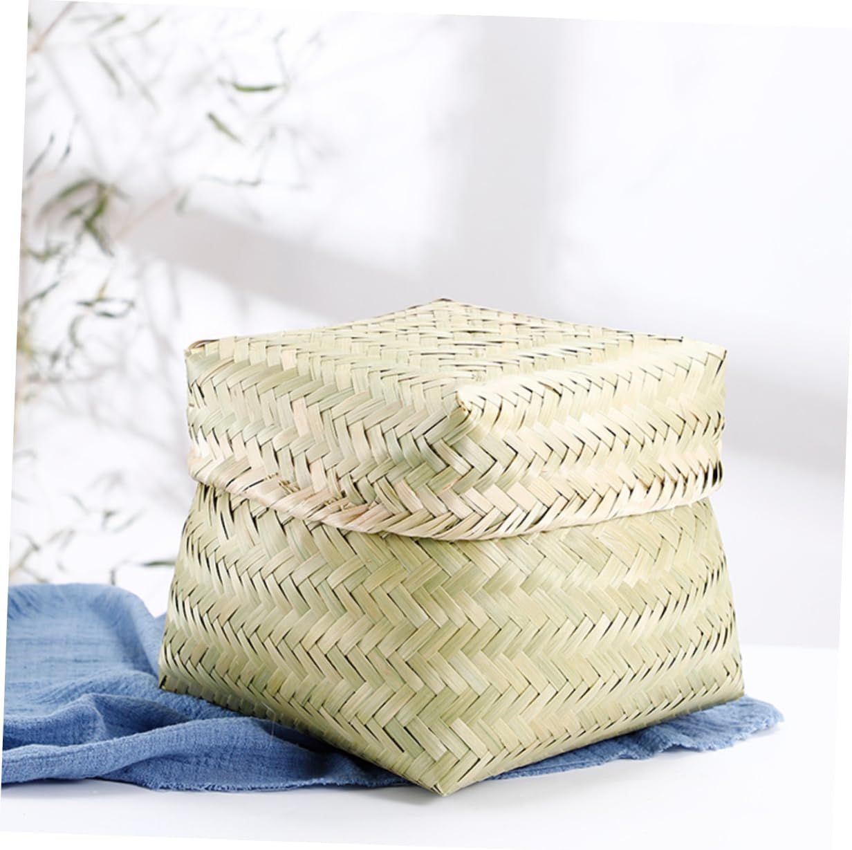 ULTECHNOVO 1pc Bread Baskets for Serving Bamboo Woven Lid Hanging Storage Bread Proofing