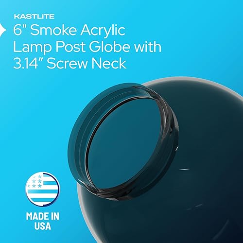 Vista 45 de KastLite Globo de poste de lámpara acrílica blanca de 6 pulgadas Textura suave con cuello de ajuste de 3.14 pulgadas Fabricado en los Estados