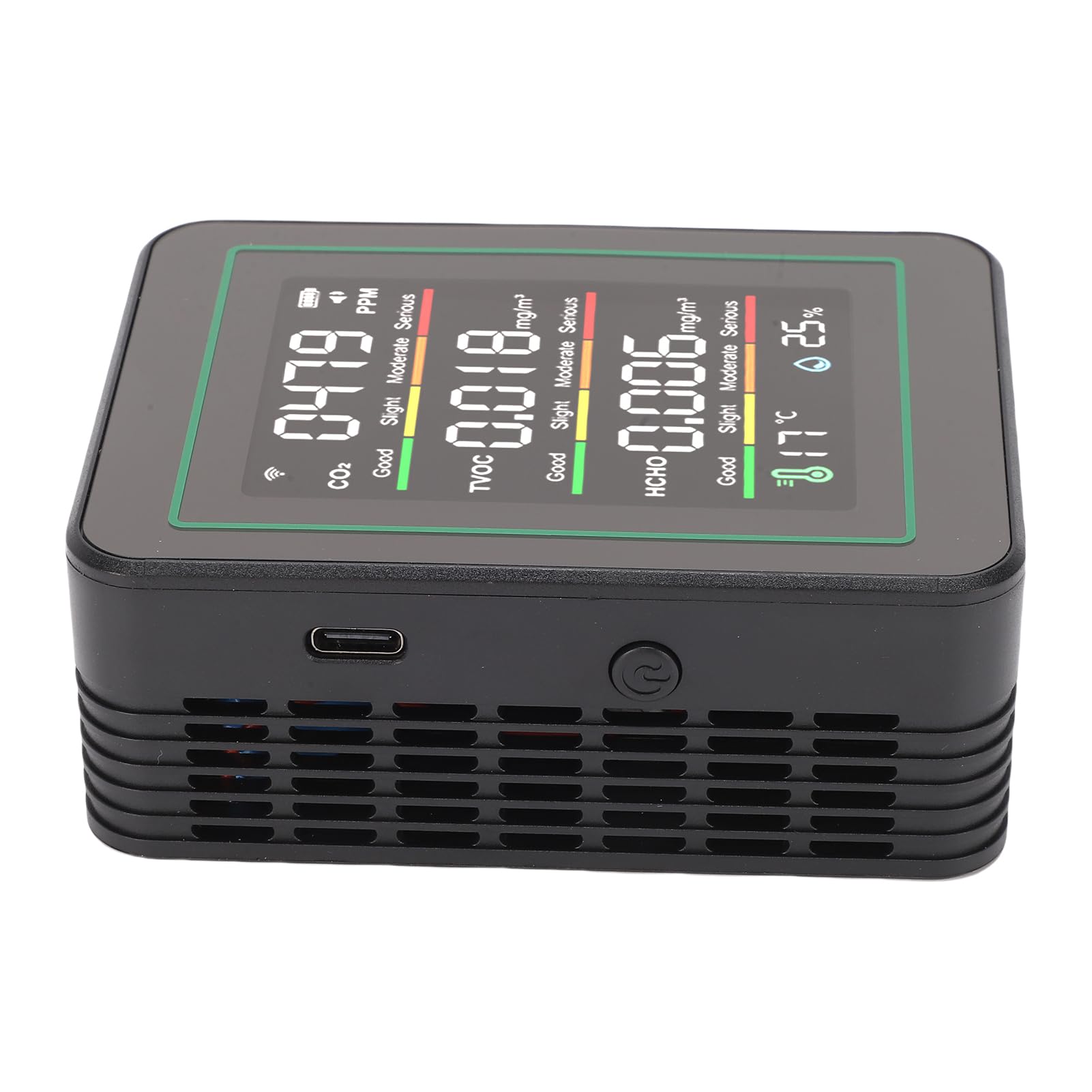 Kavolet Medidor de CO2 Interior WiFi para Monitor Inteligente de Calidad del Aire 5 en 1 con Pantalla LCD, Detector Sensor Infrarrojo para Gimnasio y Invernadero (MT11NW Negro, Sensor infrarrojo WiFi)