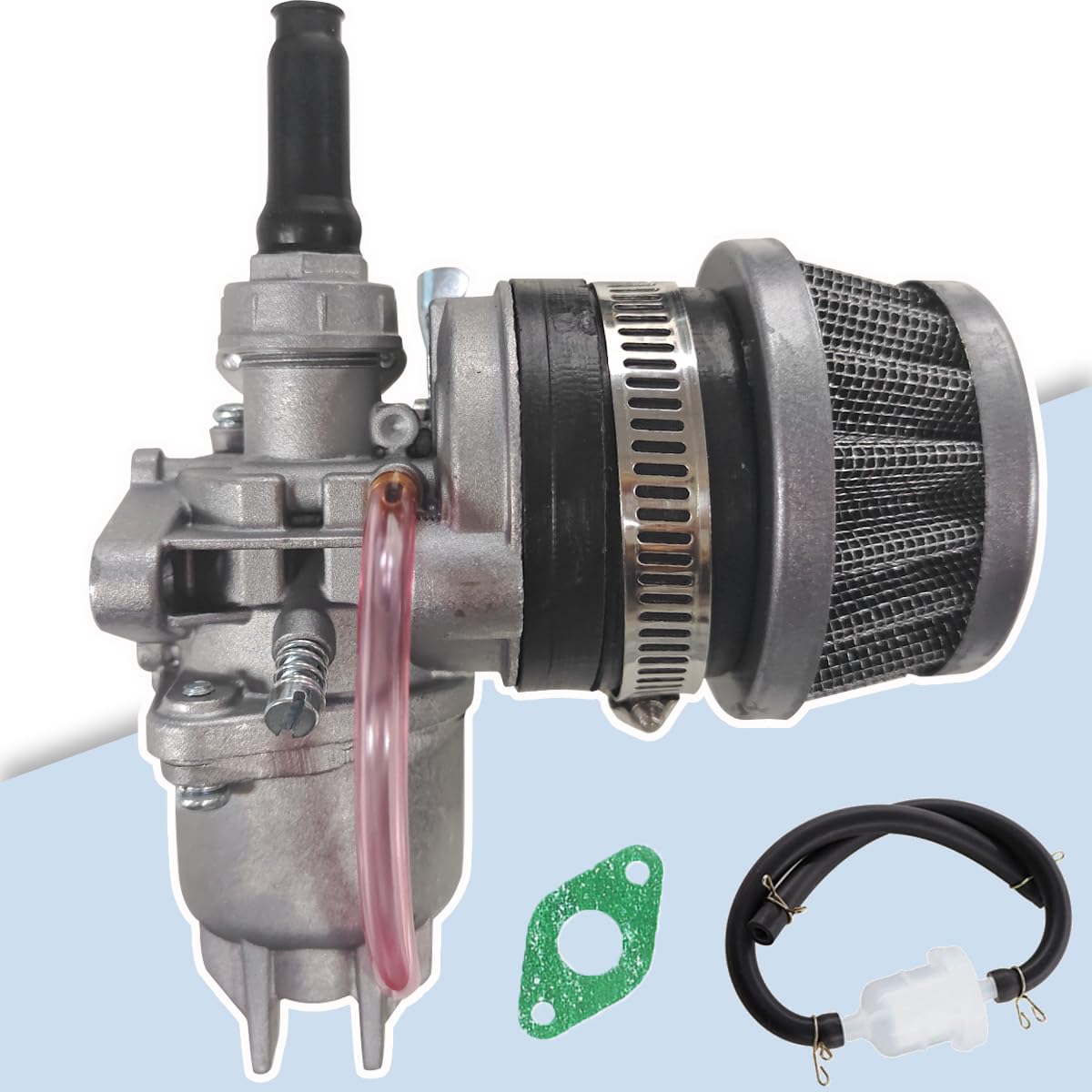 ZAMDOE Carburador PZ13 13 mm para Motor de 2 Tiempos 43cc 47cc 49cc Mini Moto Bici de Bolsillo Cuatriciclo Kart del ciclomotor Bicicleta Sucia Motocicleta Scooter con Filtro de Aire de 44 mm