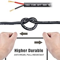 Vista 3 de Cable eléctrico de calibre 12 de 2 conductores, 50 pies de cable de PVC trenzado de bajo voltaje de 2 hilos, cable de cobre estañado 12/2, cable