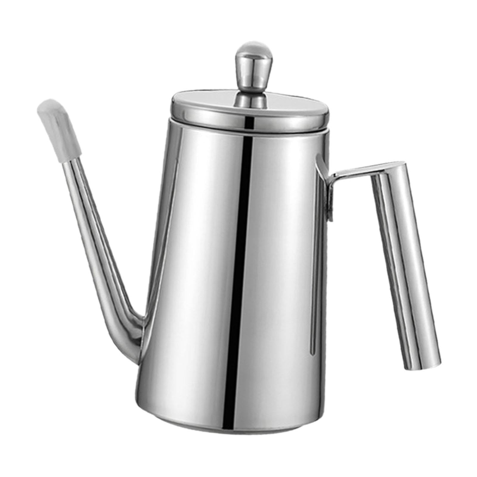 Botella de Aceite Oliva Dispensador Cocina Acero Inoxidable Contenedor con Asa Cómoda Vertido Sin Derrames con Tapa Adecuado para Restaurante Barbacoa, Mango de Acero de 700 Ml, Individual