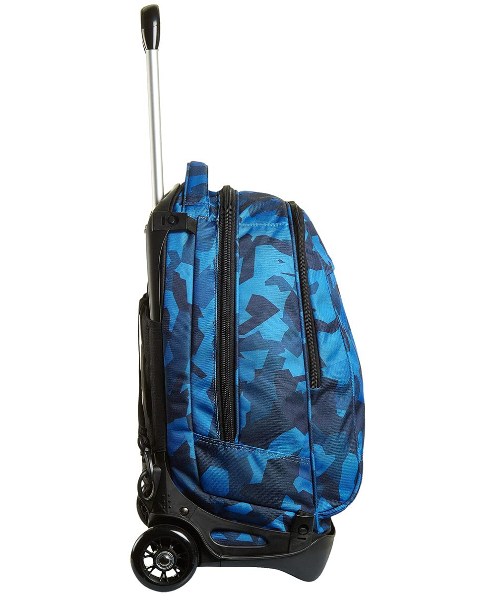 Invicta Trolley Scuola Tech, Blu, Camo Squared, 3 in 1, Triplo Uso, Zaino con Carrello Sganciabile e Crossover System, Zaini e Trolley, Viaggio