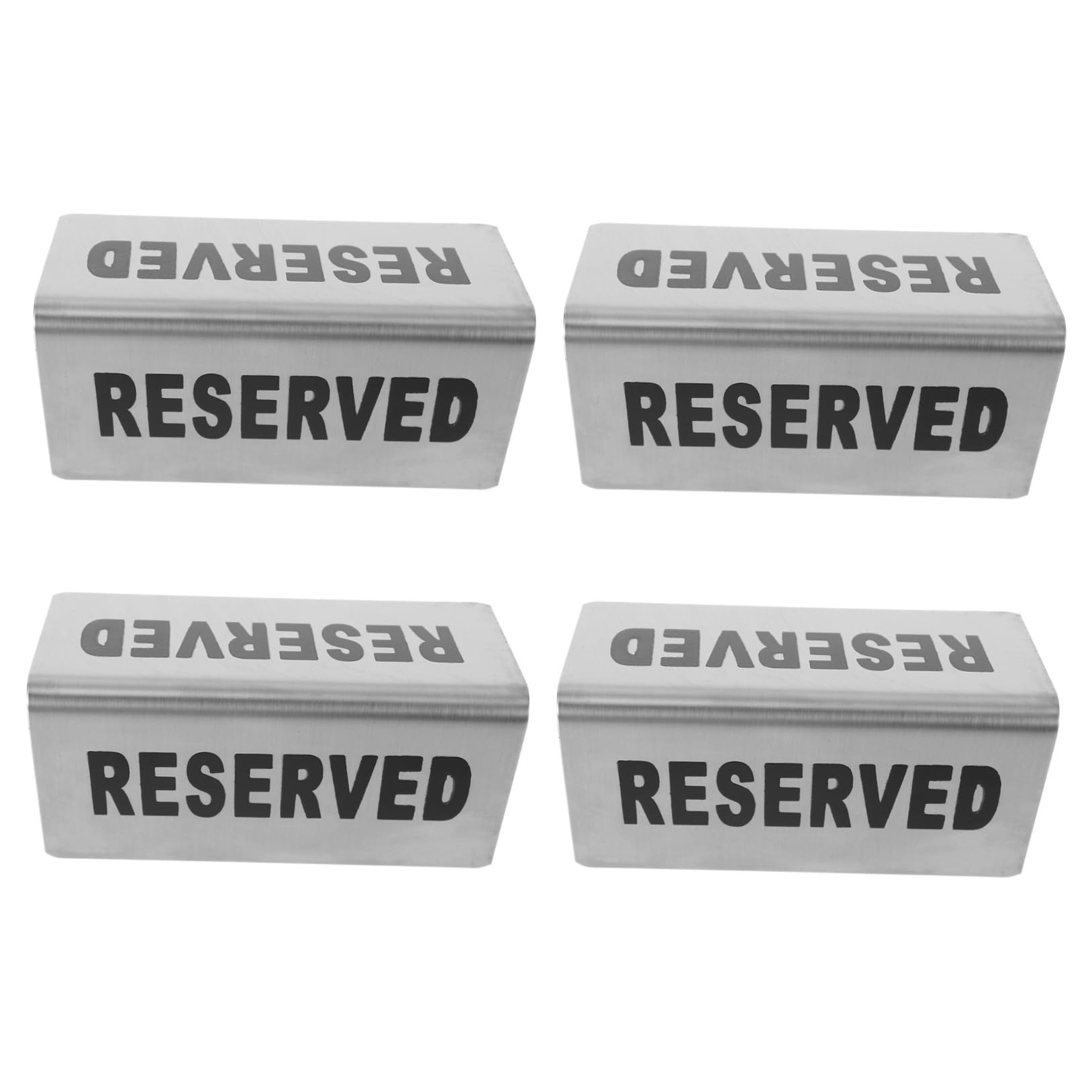 4 Piezas Carteles Reservado Doble Cara Acero Inoxidable para Mesa Restaurante Fiesta Señales de Reserva y Visible Plata