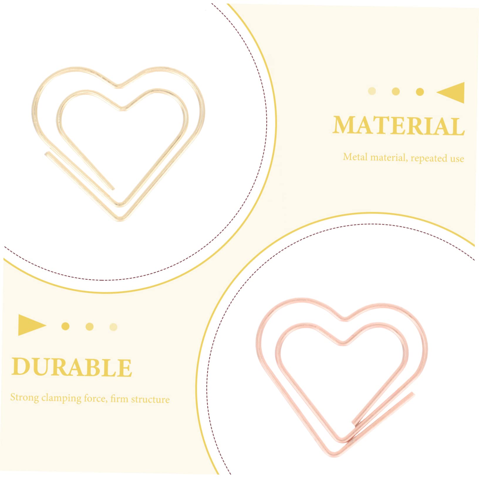 NUOBESTY 3 Set Graffetta Per Fogli Carta Graffetta Per Ufficio Grandi Graffette Segnalibro Del Cuore Clip Segnalibri Morsetti Graffette A Cuore Segnaposto Placcatura 100 Pezzi * 3