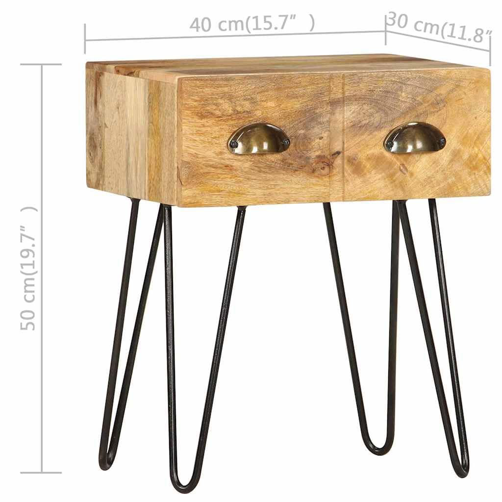 Table de chevet en bois massif de manguier 40 x 30 x 50 cm